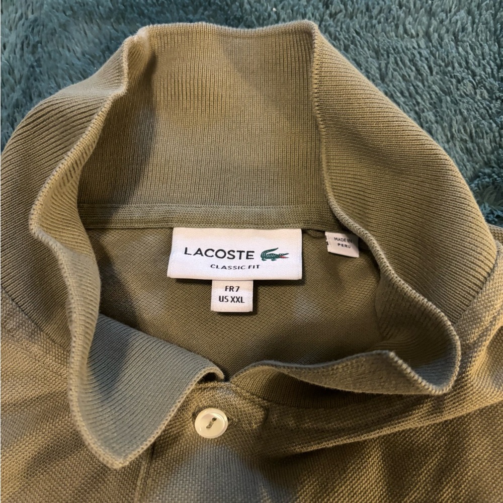 Lacoste Classic Fit Polo Shirt - Khaki Green size 7 (xl-xxl)